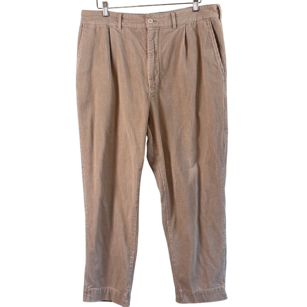 Alex Mill Pleated Wide Wale Corduroy Pants Tan Mens 34 Relaxed Fit Trousers